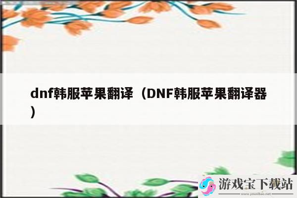 DNF韩服苹果翻译器-dnf韩服苹果翻译